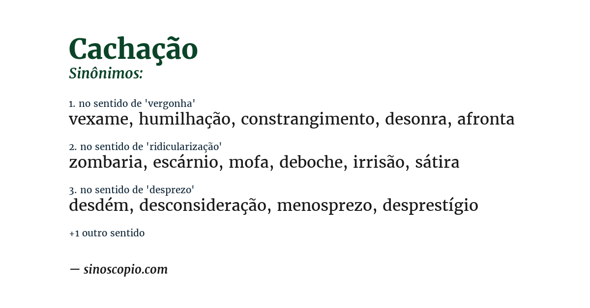 Sinônimo de cachação
