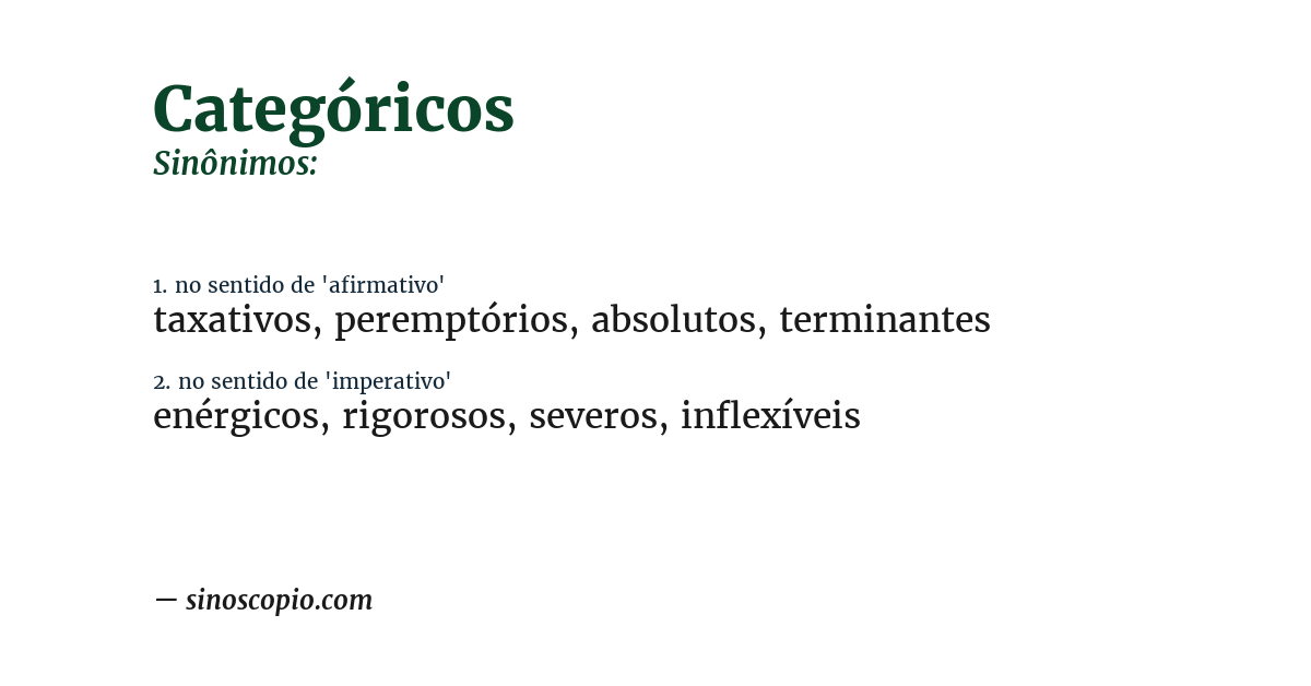 Sinônimo de categóricos