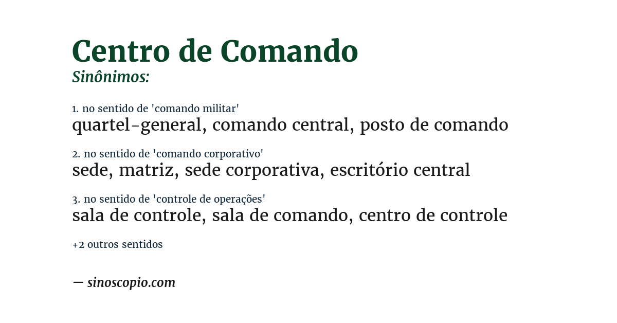 Sinônimo de centro de comando