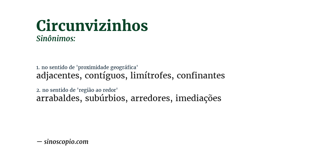 Sinônimo de circunvizinhos