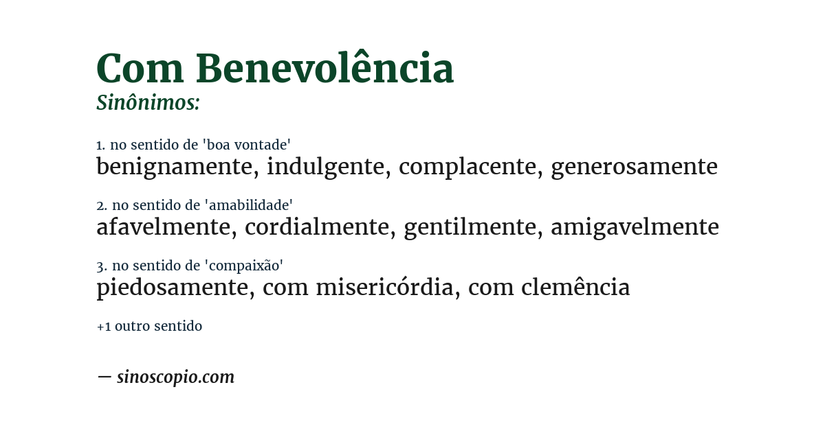 Sinônimo de com benevolência