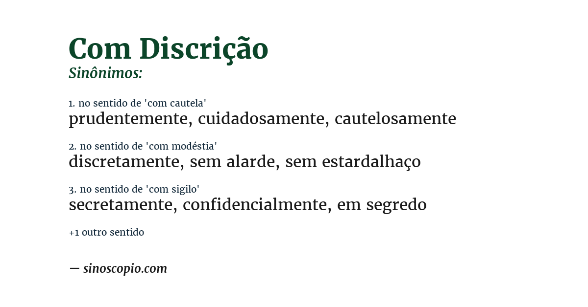 Sinônimo de com discrição