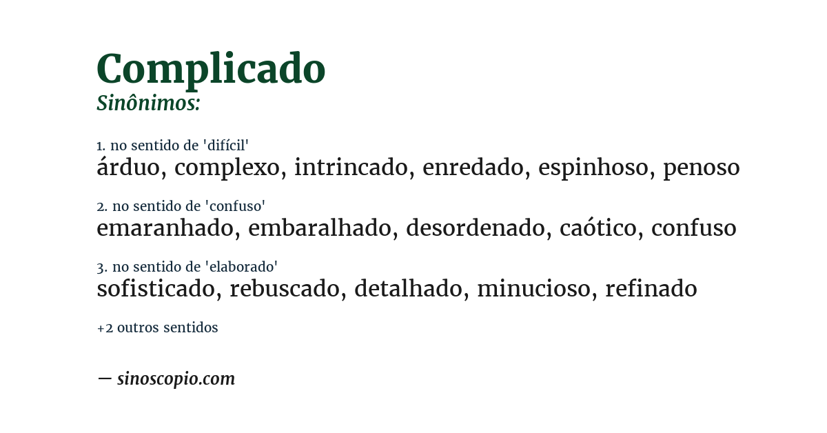 Sinônimo de complicado
