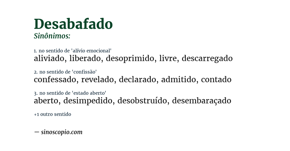 Sinônimo de desabafado