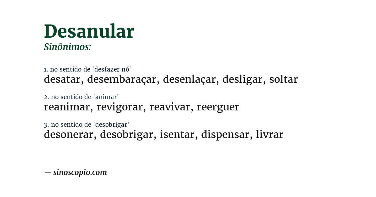 Sinônimo de desanular