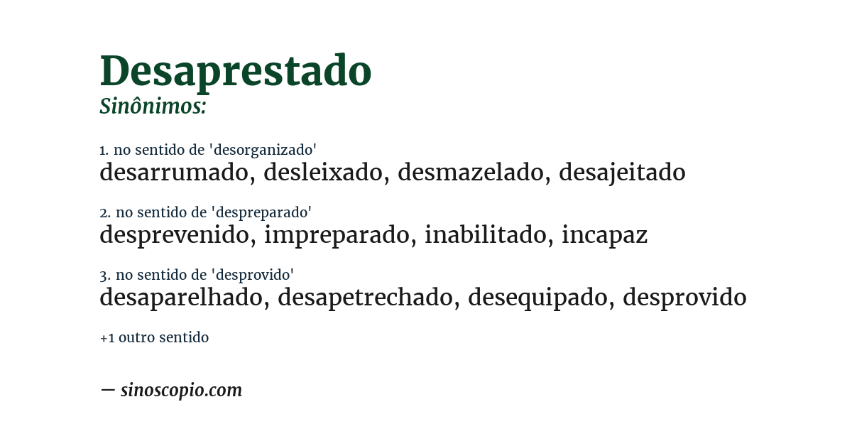 Sinônimo de desaprestado