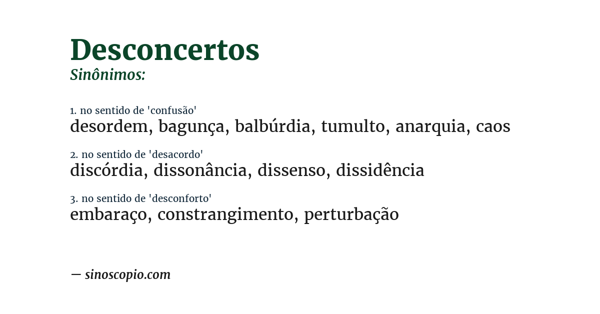 Sinônimo de desconcertos