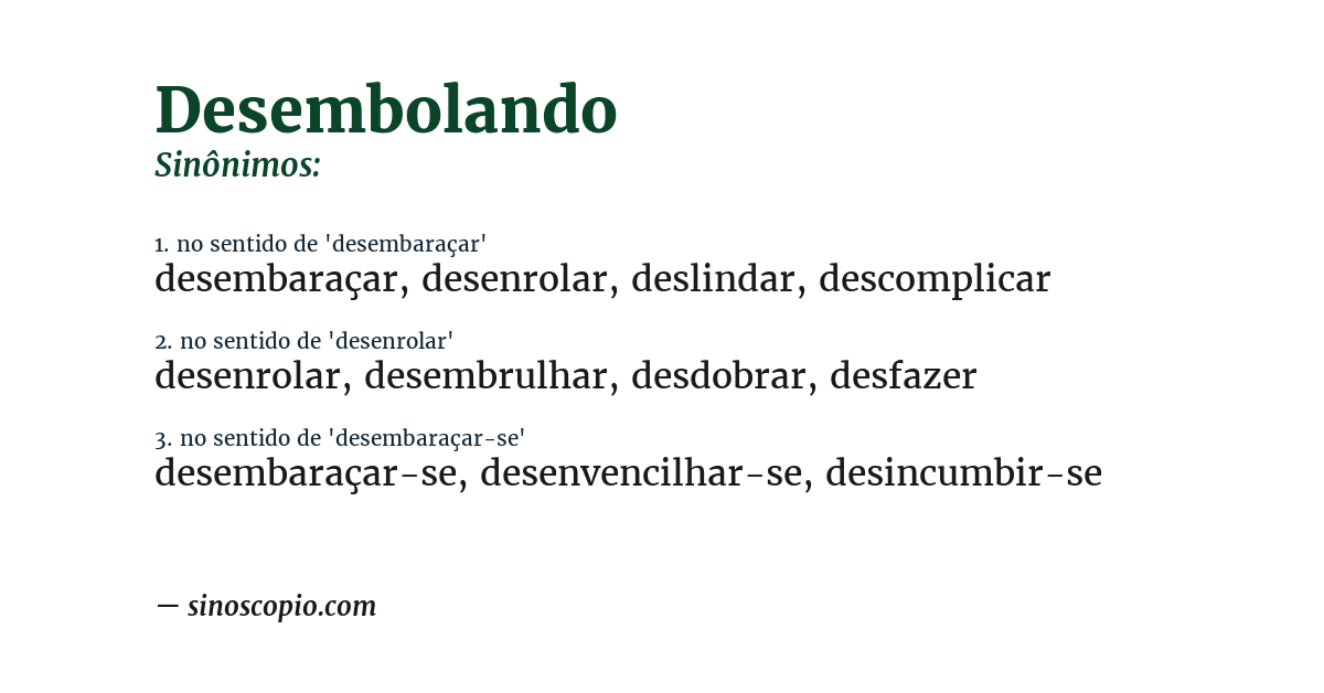 Sinônimo de desembolando