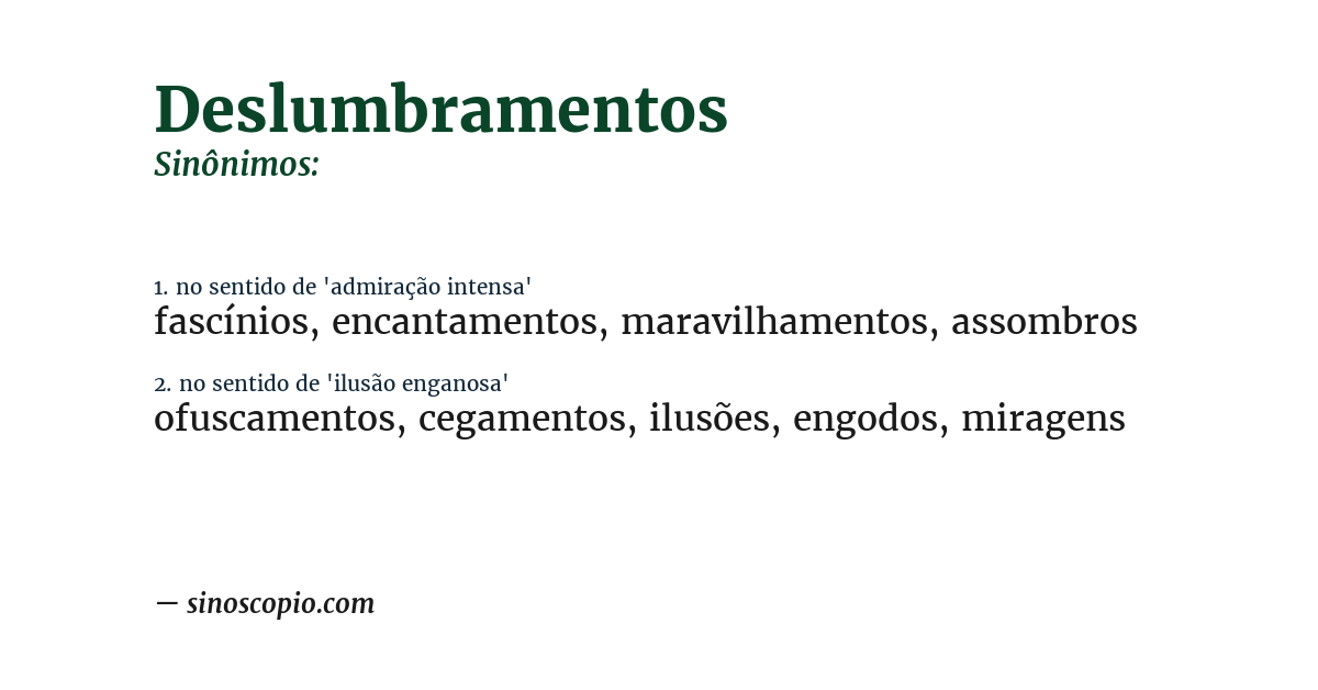 Sinônimo de deslumbramentos