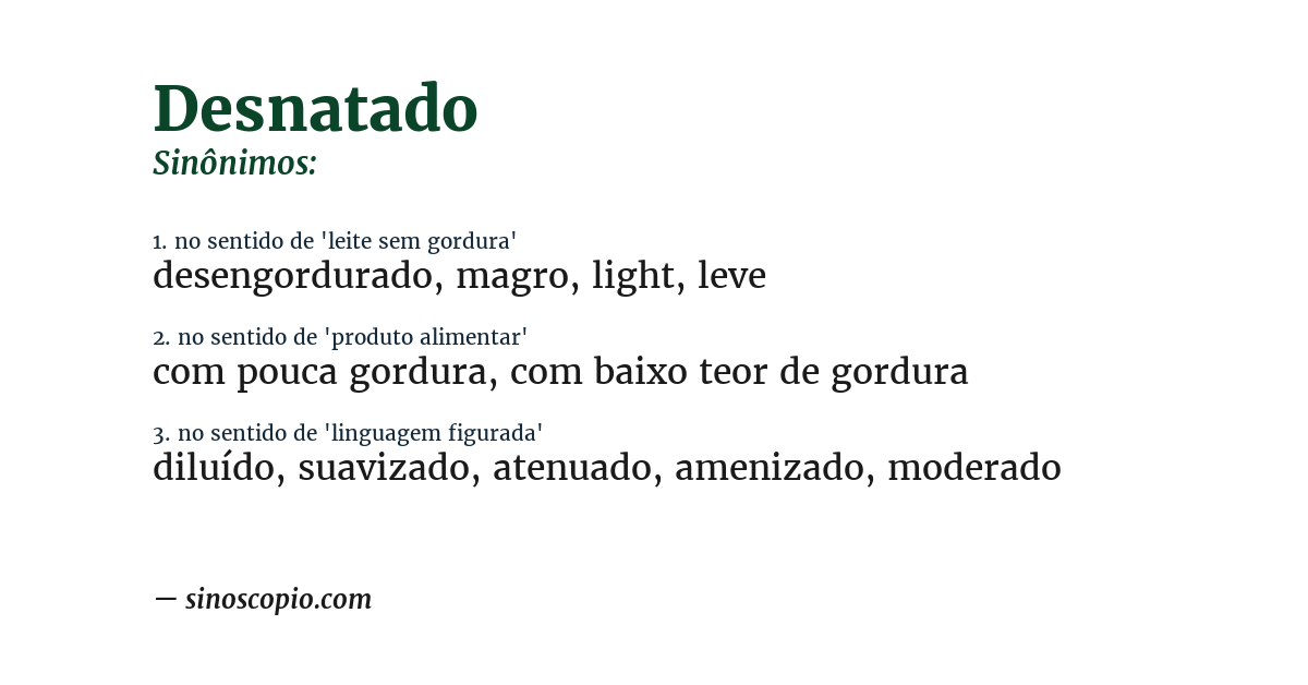 Sinônimo de desnatado