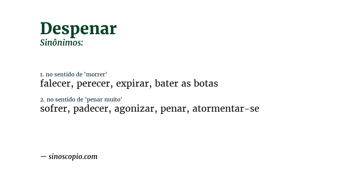 Sinônimo de despenar