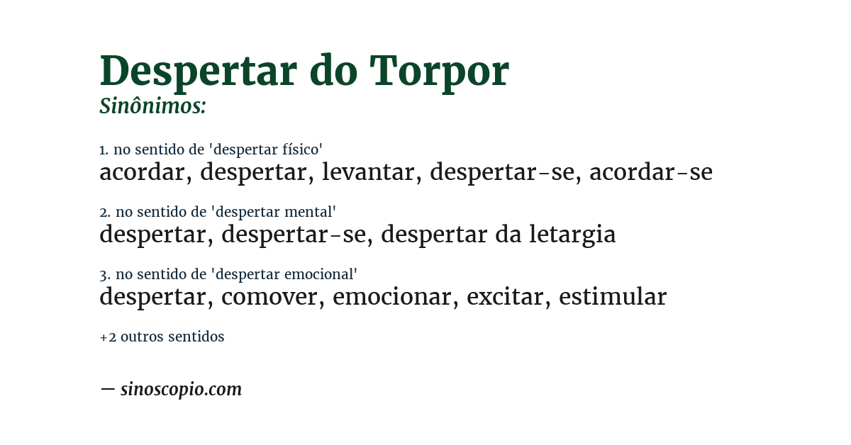 Sinônimo de despertar do torpor