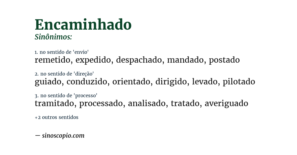 Sinônimo de encaminhado