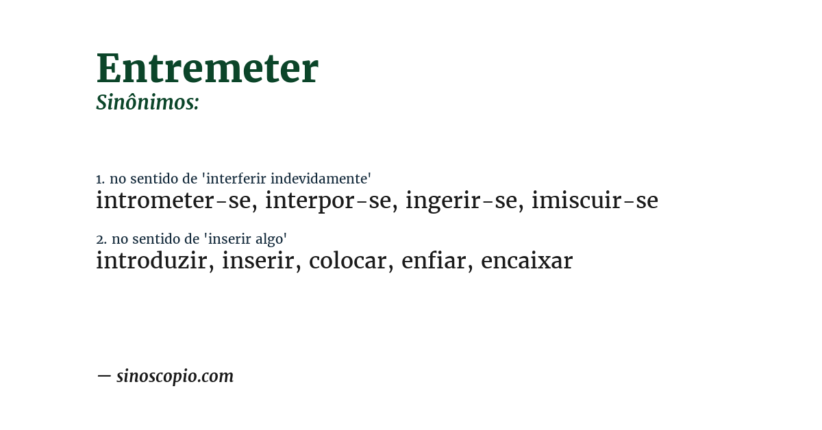 Sinônimo de entremeter