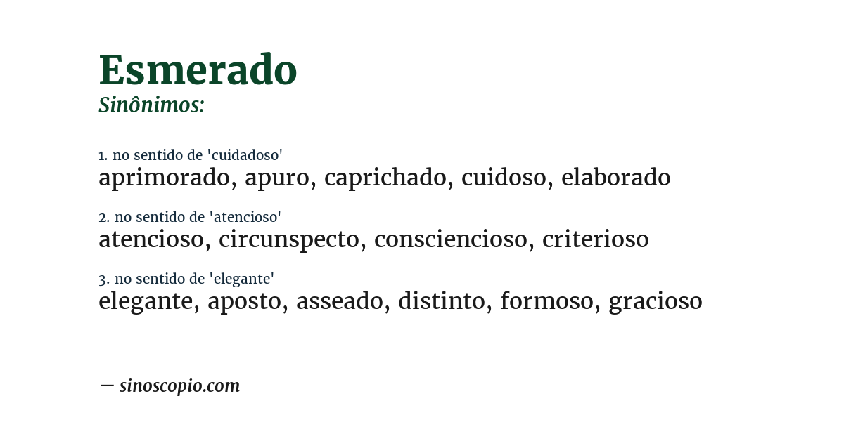 Sinônimo de esmerado