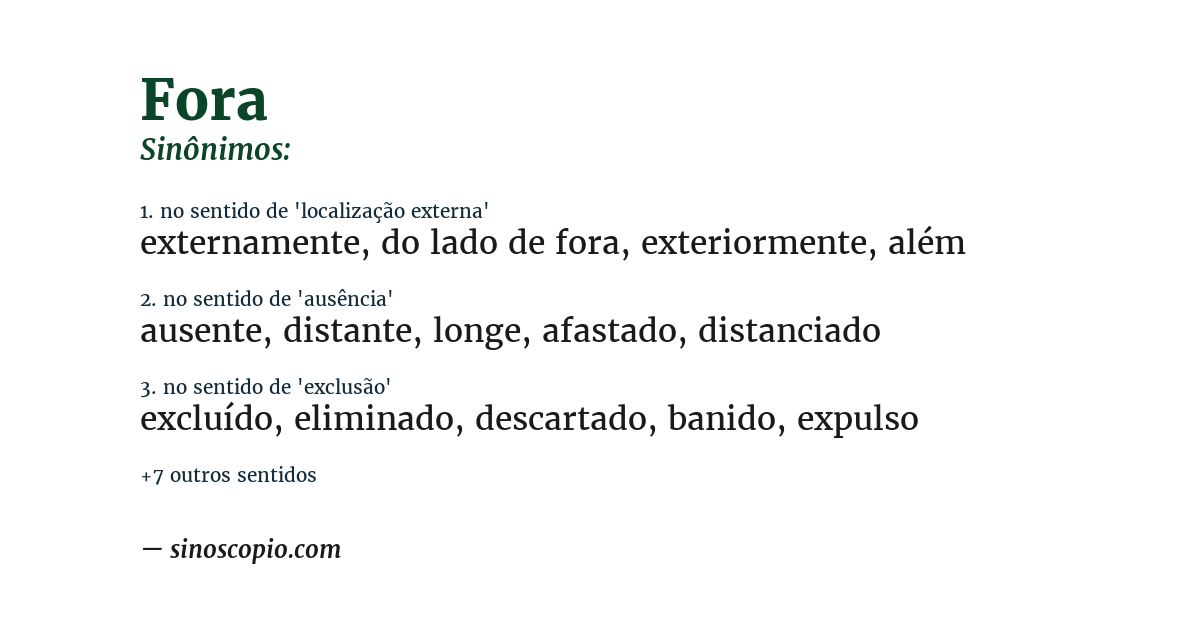 Sinônimo de fora