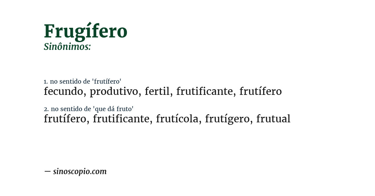 Sinônimo de frugífero