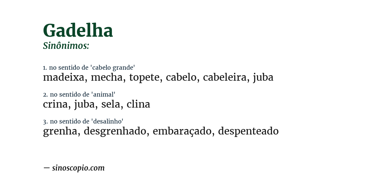 Sinônimo de gadelha