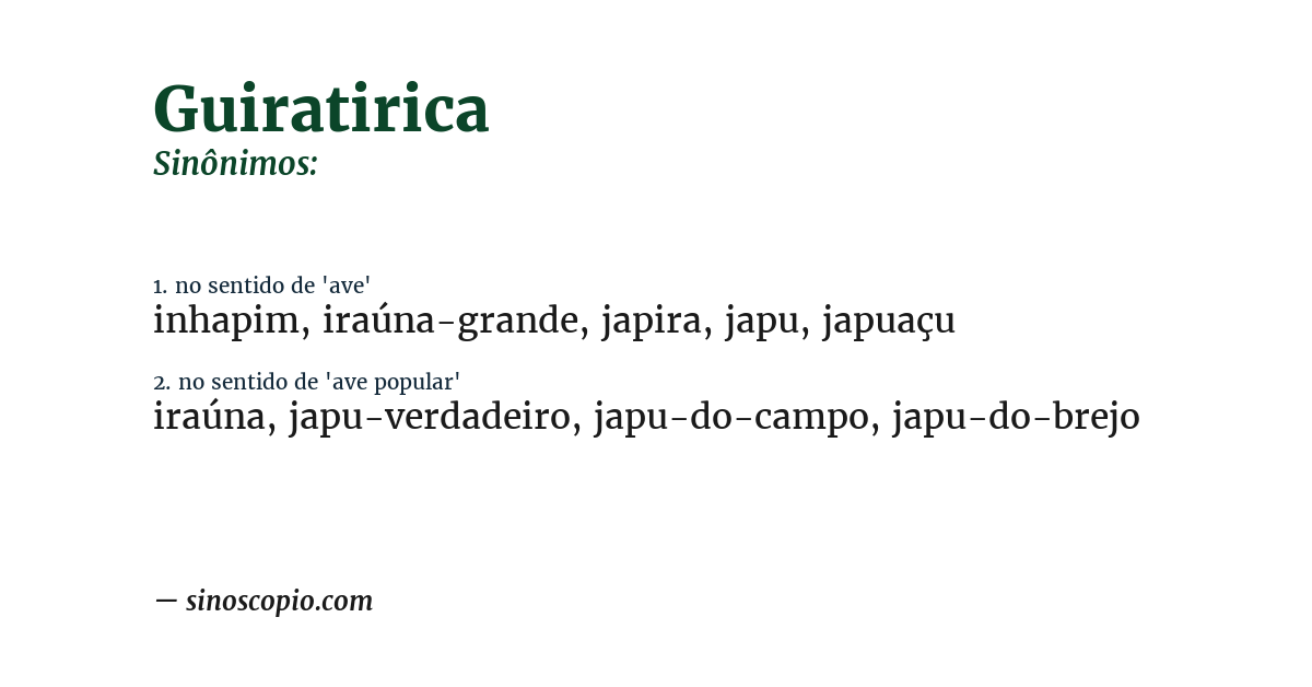 Sinônimo de guiratirica