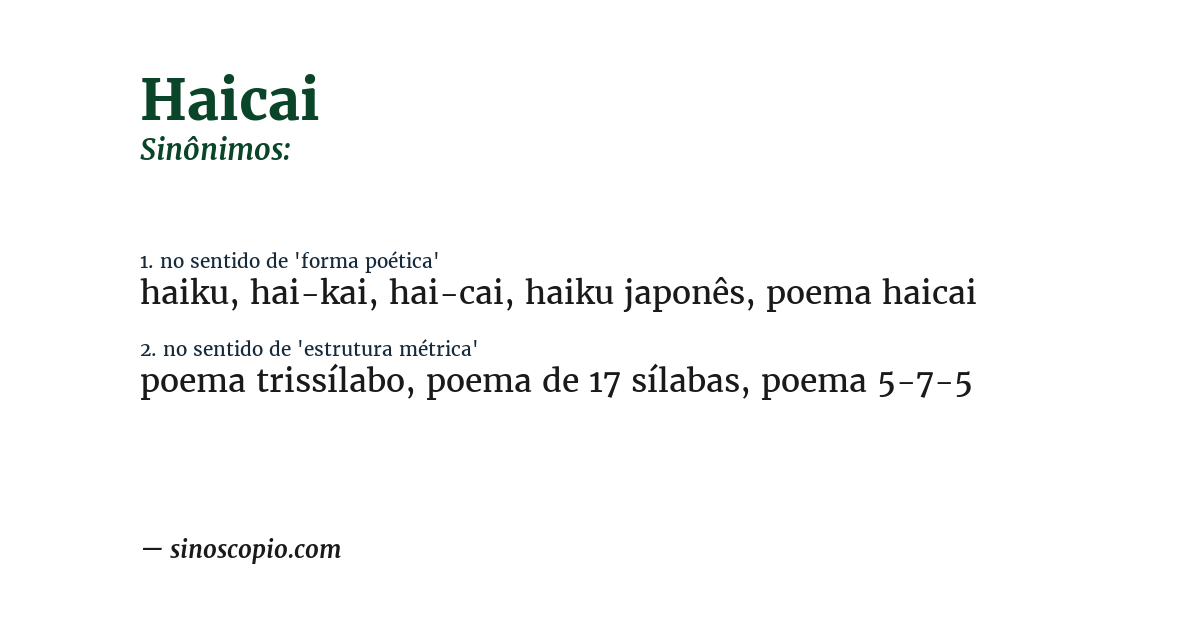 Sinônimo de haicai