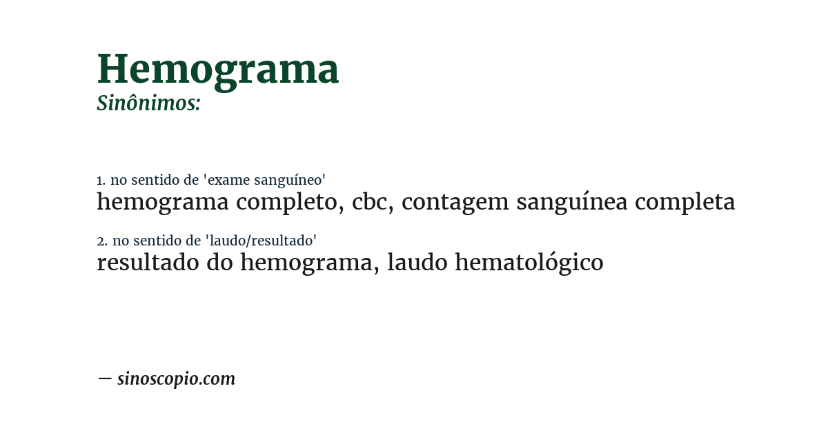 Sinônimo de hemograma