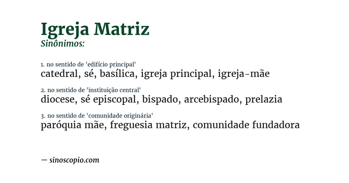 Sinônimo de igreja matriz