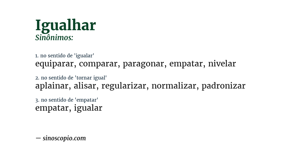 Sinônimo de igualhar