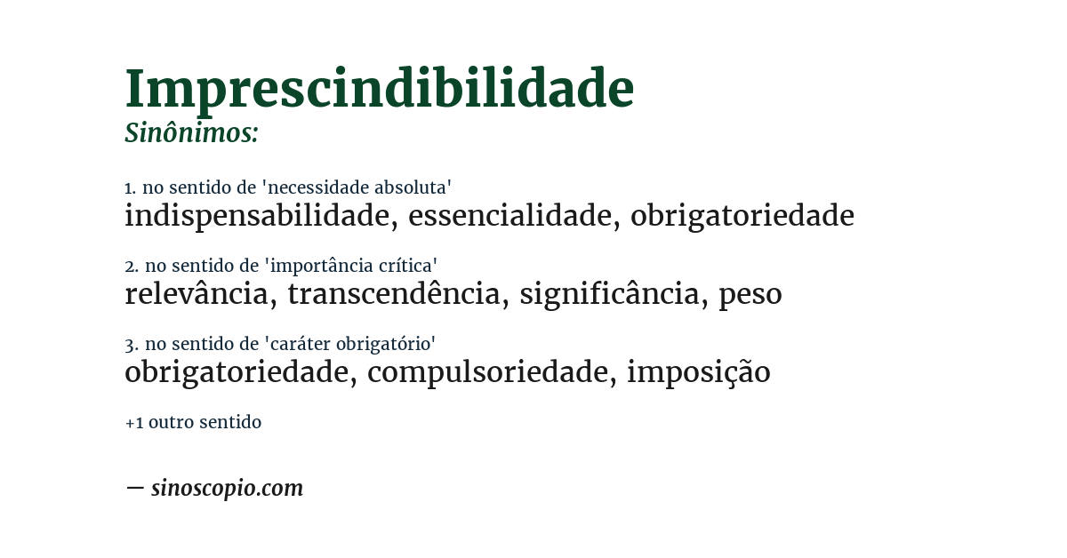 Sinônimo de imprescindibilidade