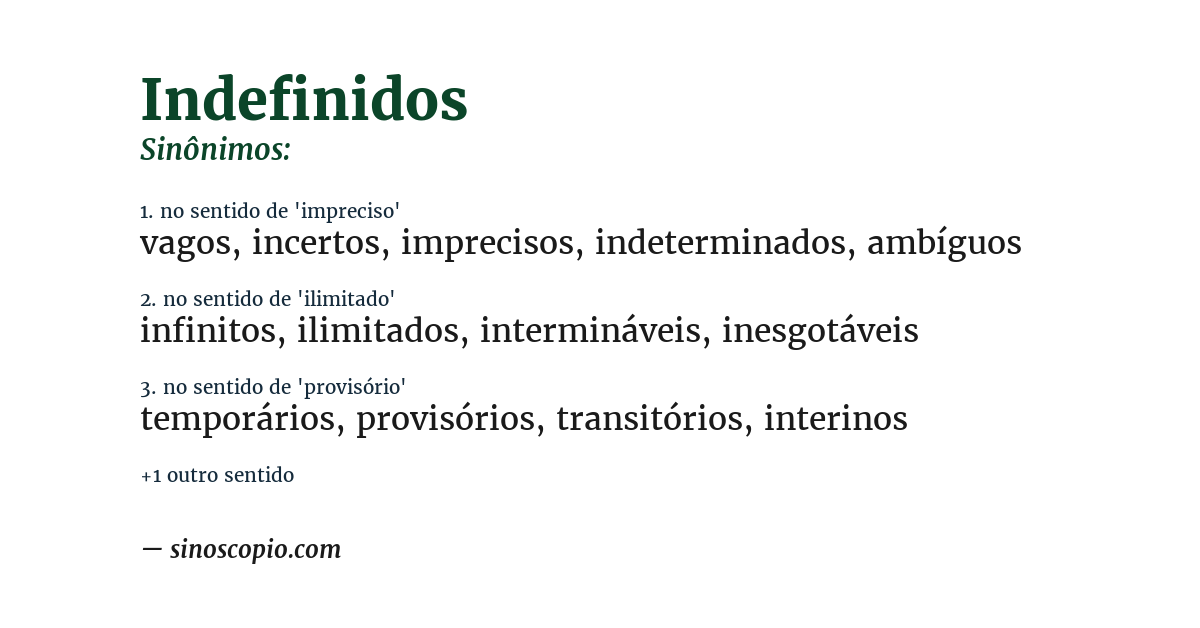 Sinônimo de indefinidos