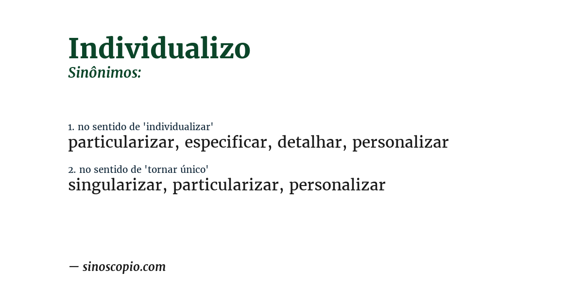 Sinônimo de individualizo