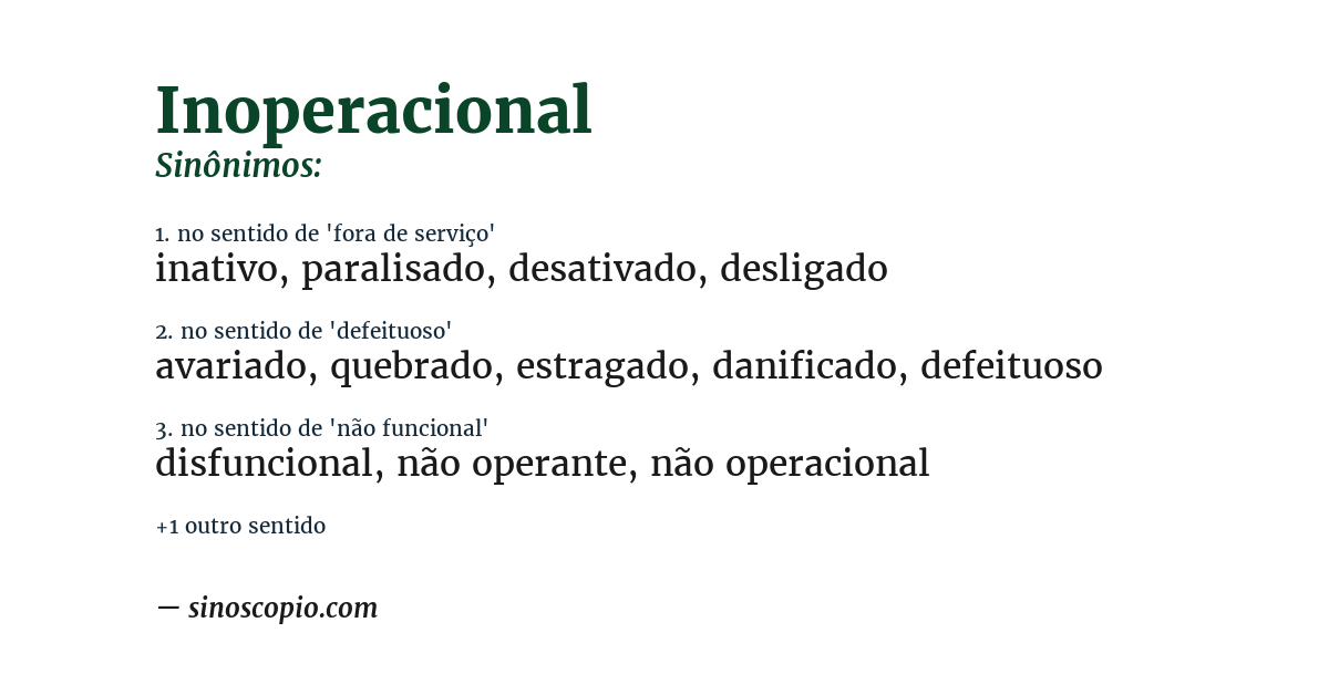 Sinônimo de inoperacional