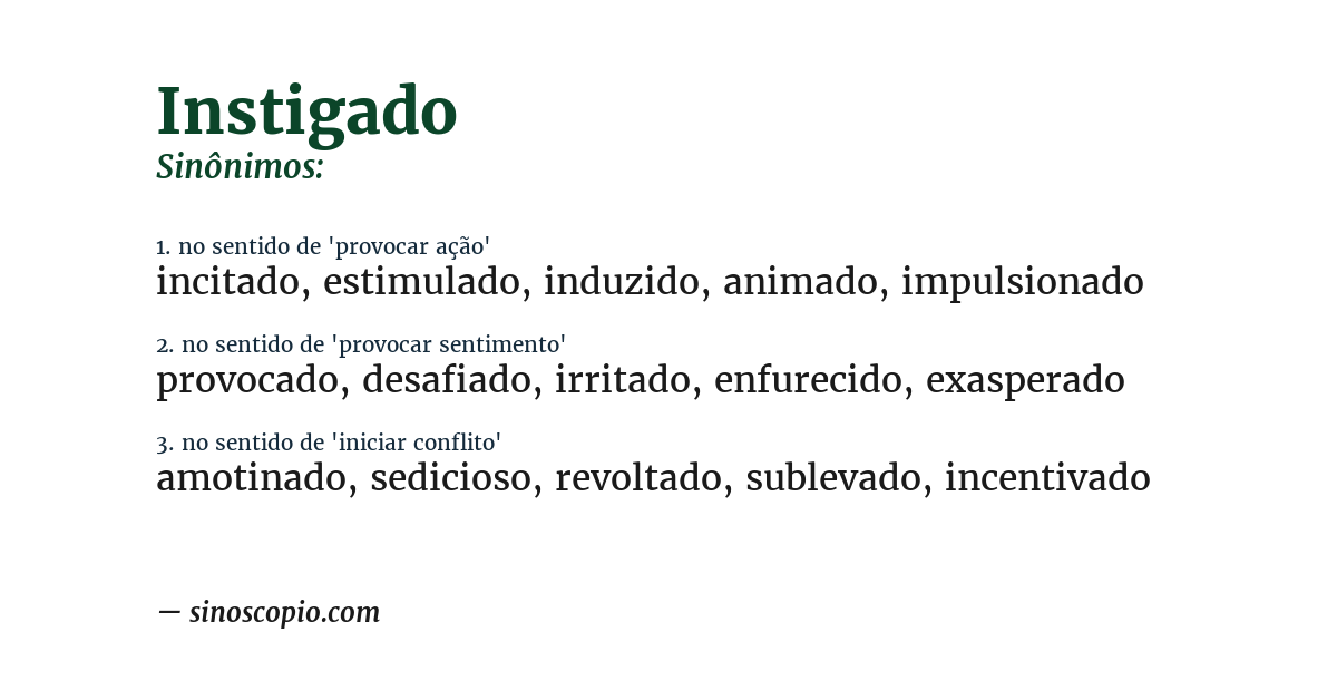 Sinônimo de instigado