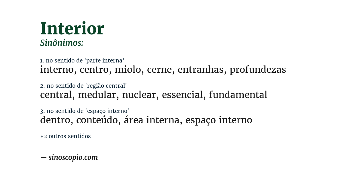 Sinônimo de interior