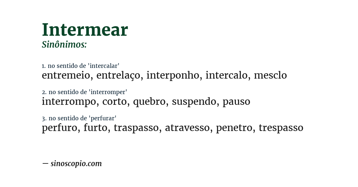 Sinônimo de intermear
