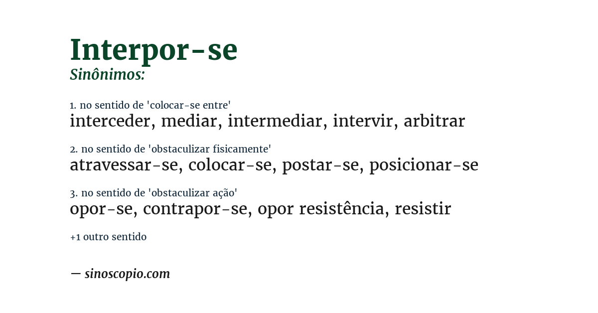 Sinônimo de interpor-se