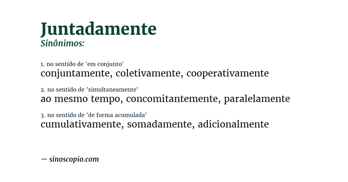 Sinônimo de juntadamente