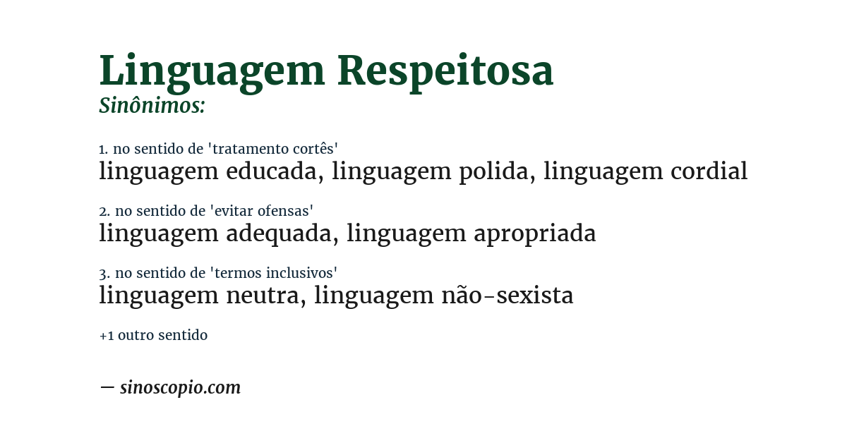 Sinônimo de linguagem respeitosa