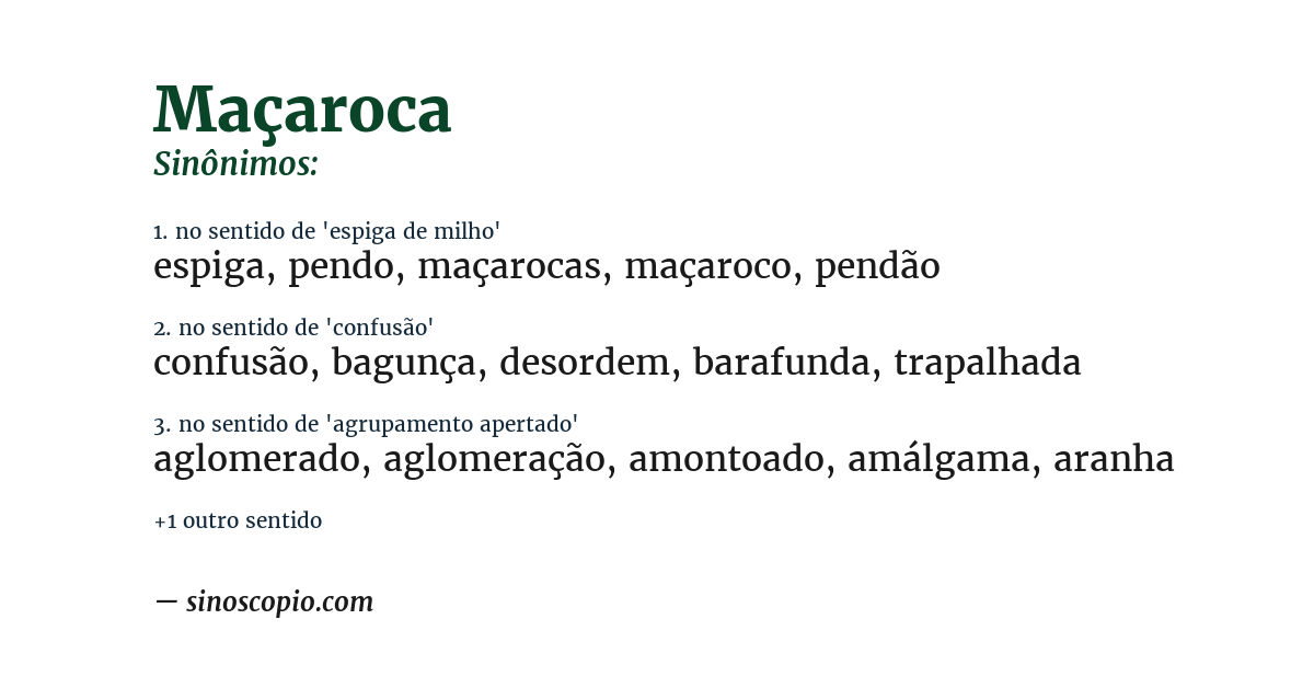 Sinônimo de maçaroca