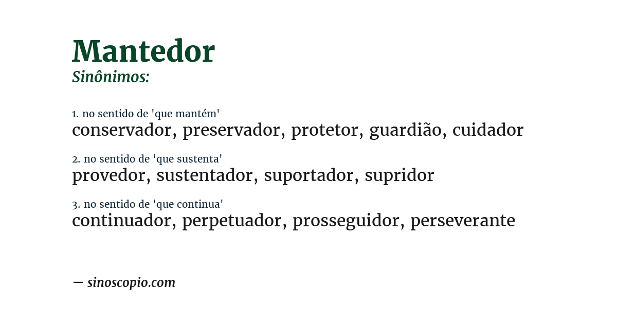 Sinônimo de mantedor