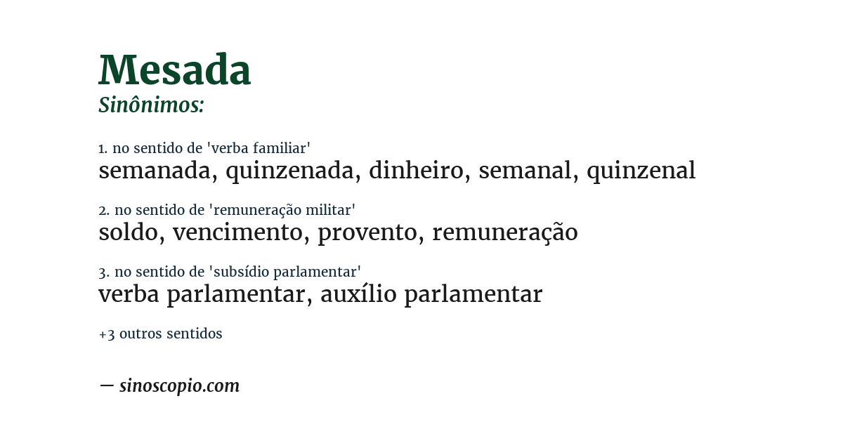 Sinônimo de mesada