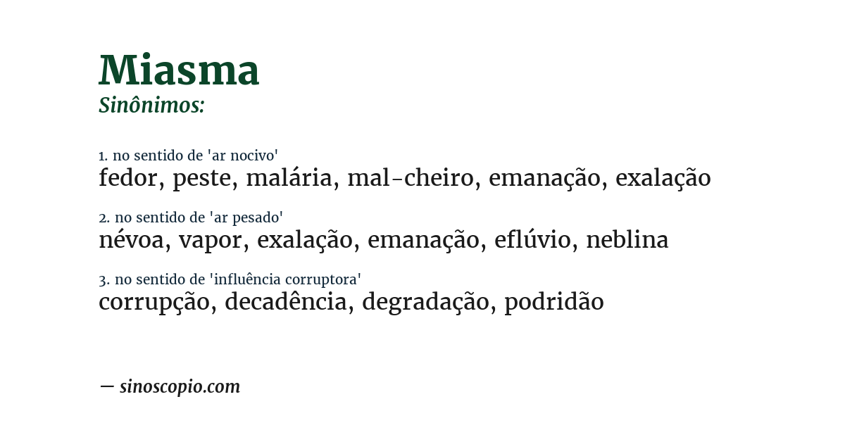 Sinônimo de miasma