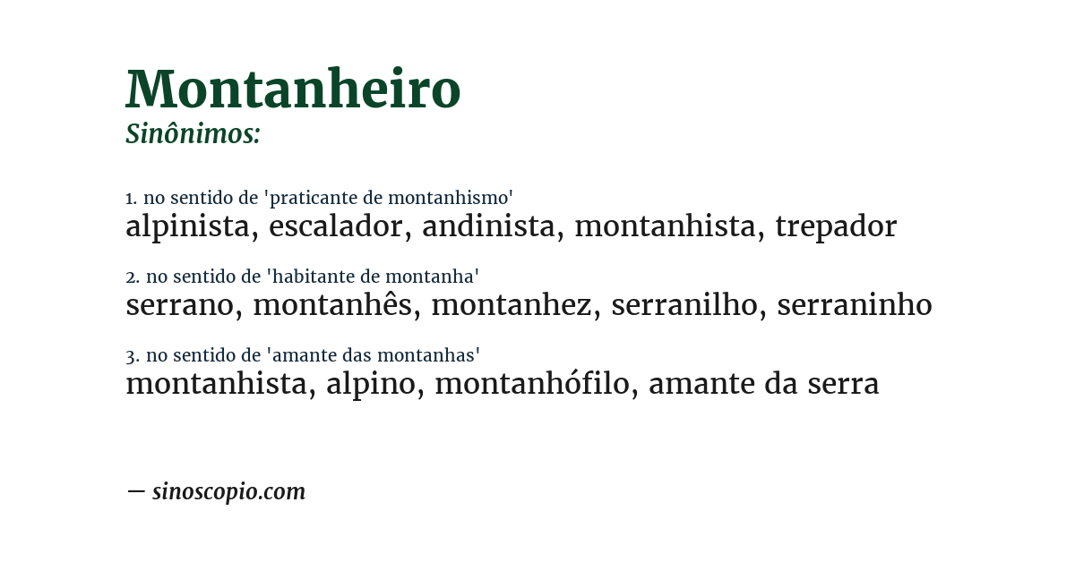Sinônimo de montanheiro
