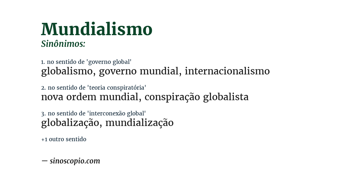 Sinônimo de mundialismo