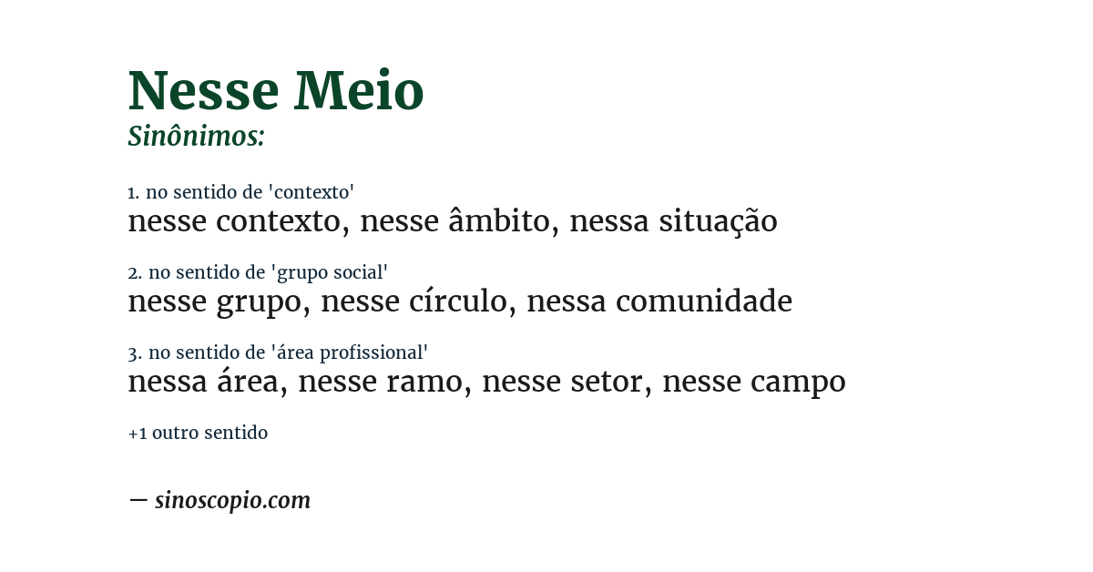 Sinônimo de nesse meio