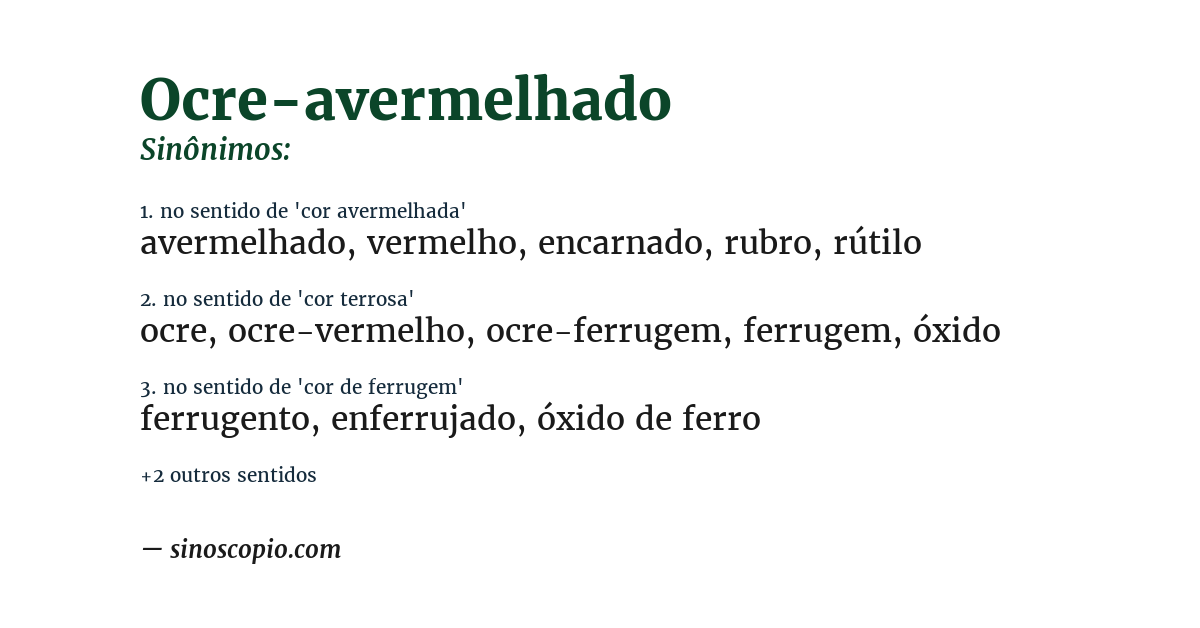 Sinônimo de ocre-avermelhado