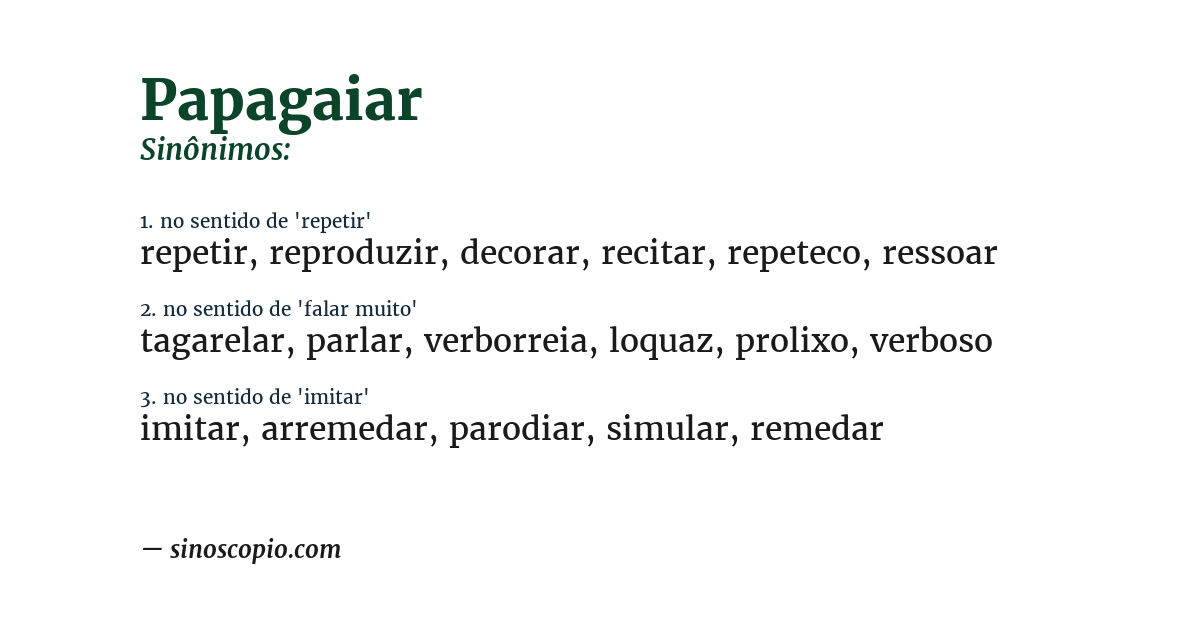 Sinônimo de papagaiar