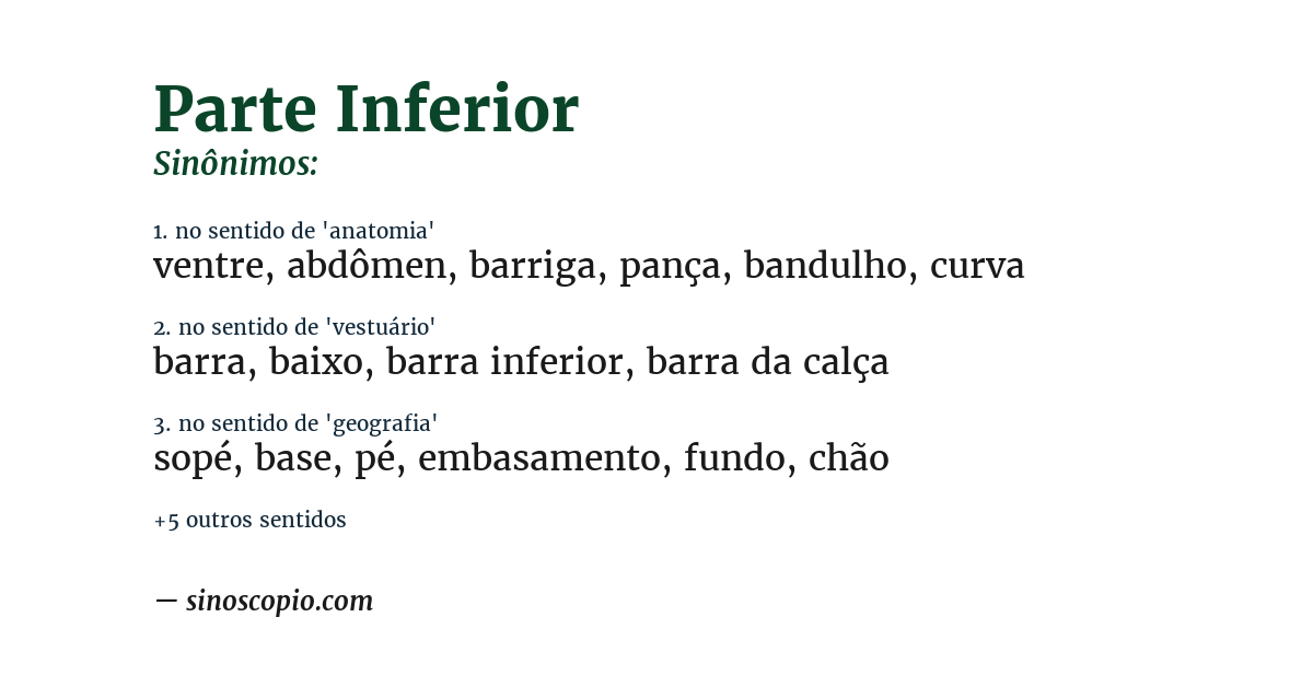 Sinônimo de parte inferior
