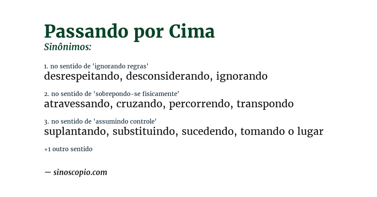 Sinônimo de passando por cima