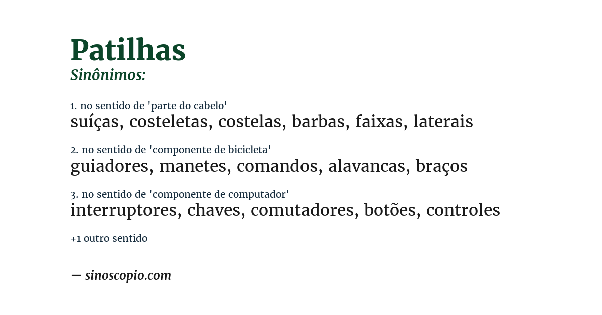 Sinônimo de patilhas