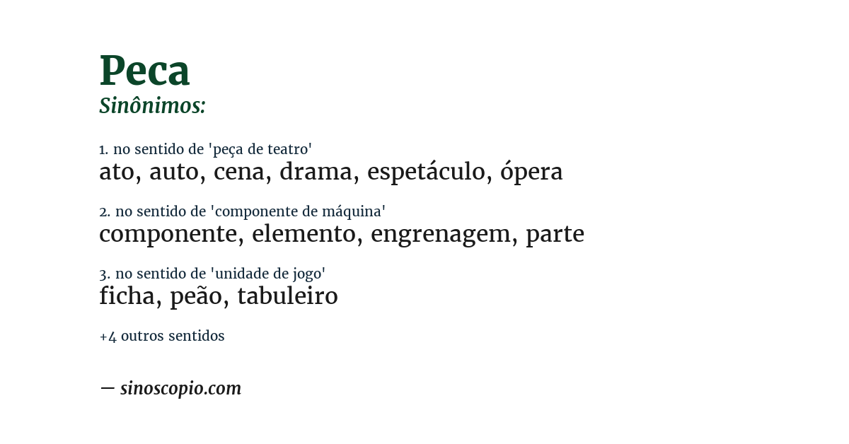 Sinônimo de peca